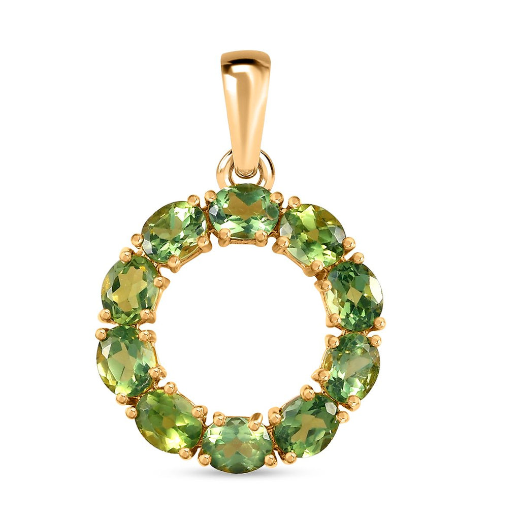 Natürlicher, grüner Apatit-Anhänger, 925 Silber vergoldet ca. 3.93 ct