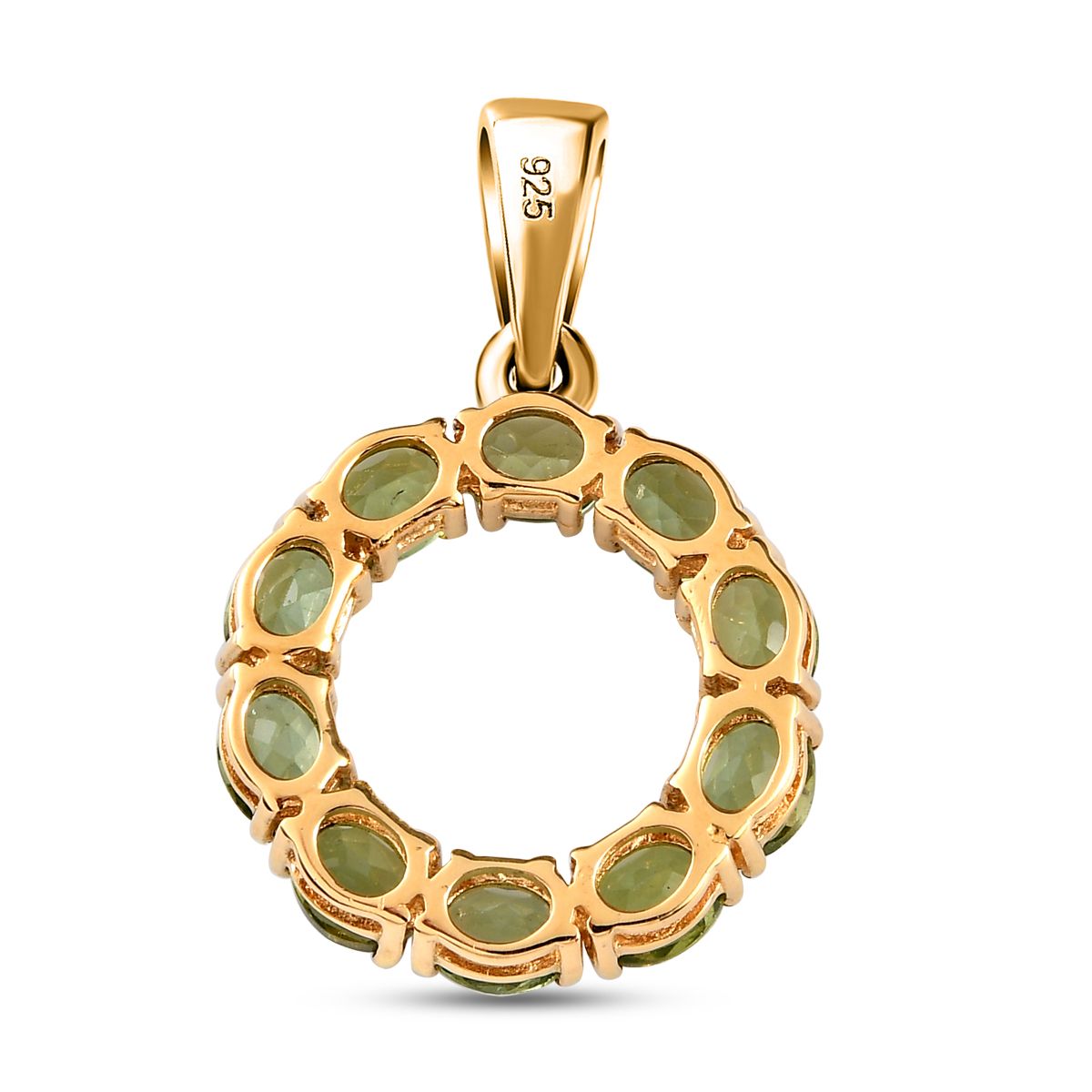 Natürlicher, grüner Apatit-Anhänger, 925 Silber vergoldet ca. 3.93 ct