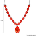 Padparadscha Triplett Quarz Halskette, ca. 45 cm, 925 Silber platiniert ca. 29.90 ct
