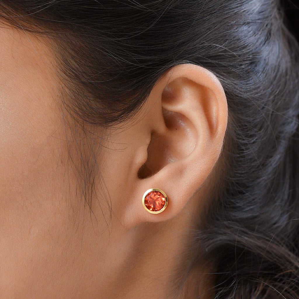 Padparadscha Triplett Quarz-Ohrringe, 925 Silber vergoldet ca. 2,99 ct
