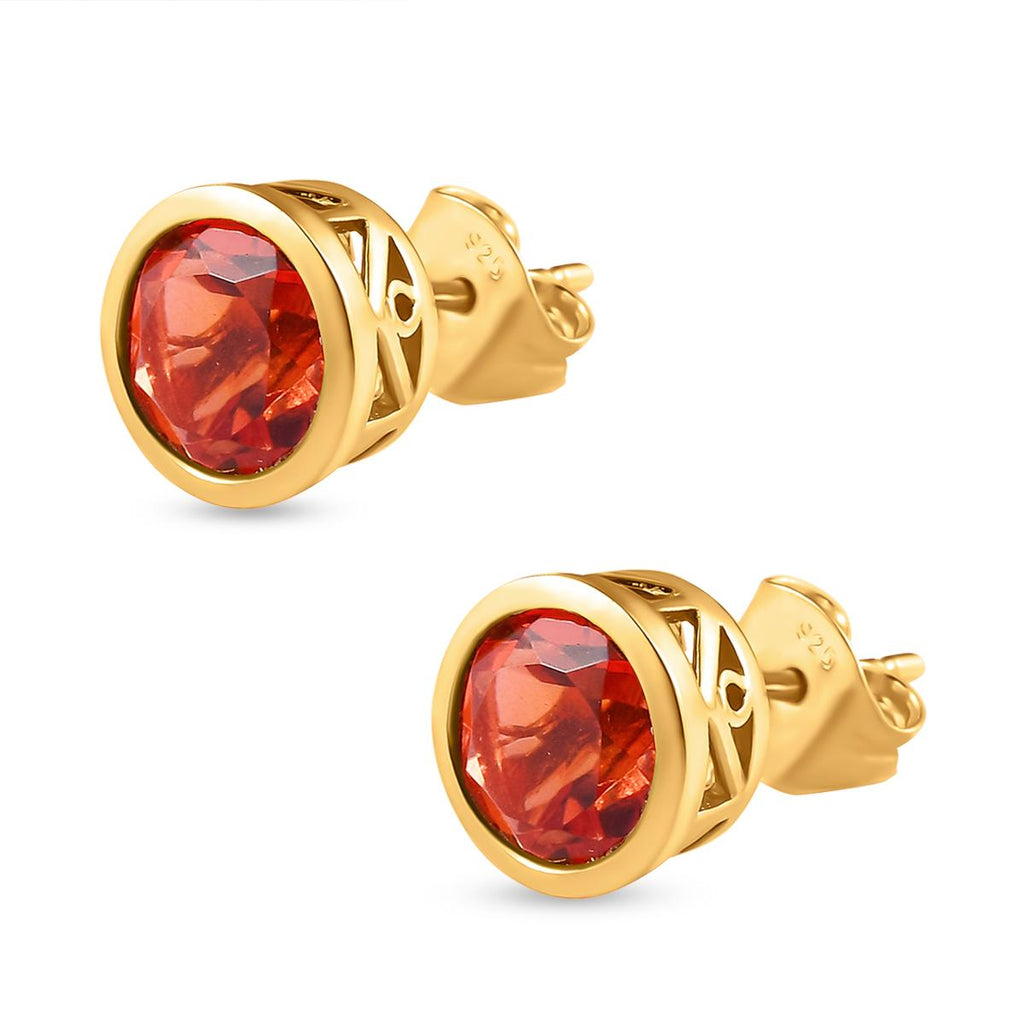 Padparadscha Triplett Quarz-Ohrringe, 925 Silber vergoldet ca. 2,99 ct