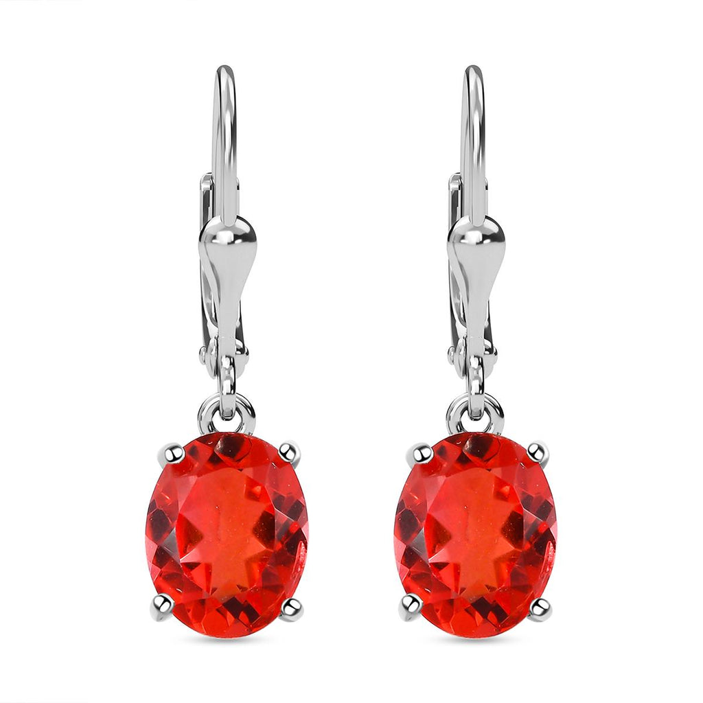 Padparadscha Triplette Quarz-Ohrringe, 925 Silber platiniert ca. 3.93 ct