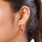 Padparadscha Triplette Quarz-Ohrringe, 925 Silber platiniert ca. 3.93 ct