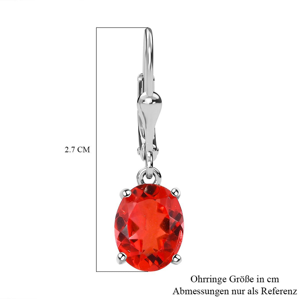 Padparadscha Triplette Quarz-Ohrringe, 925 Silber platiniert ca. 3.93 ct