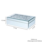 Verspiegelte Schmuckschatulle mit Kristalloberseite, 21x13x8.5cm, Silber