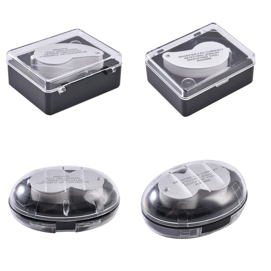 2er Set Schmucklupen mit LED- und UV Licht, 40x und 30x Linse, 6.5x3.3x2.7cm, Silber