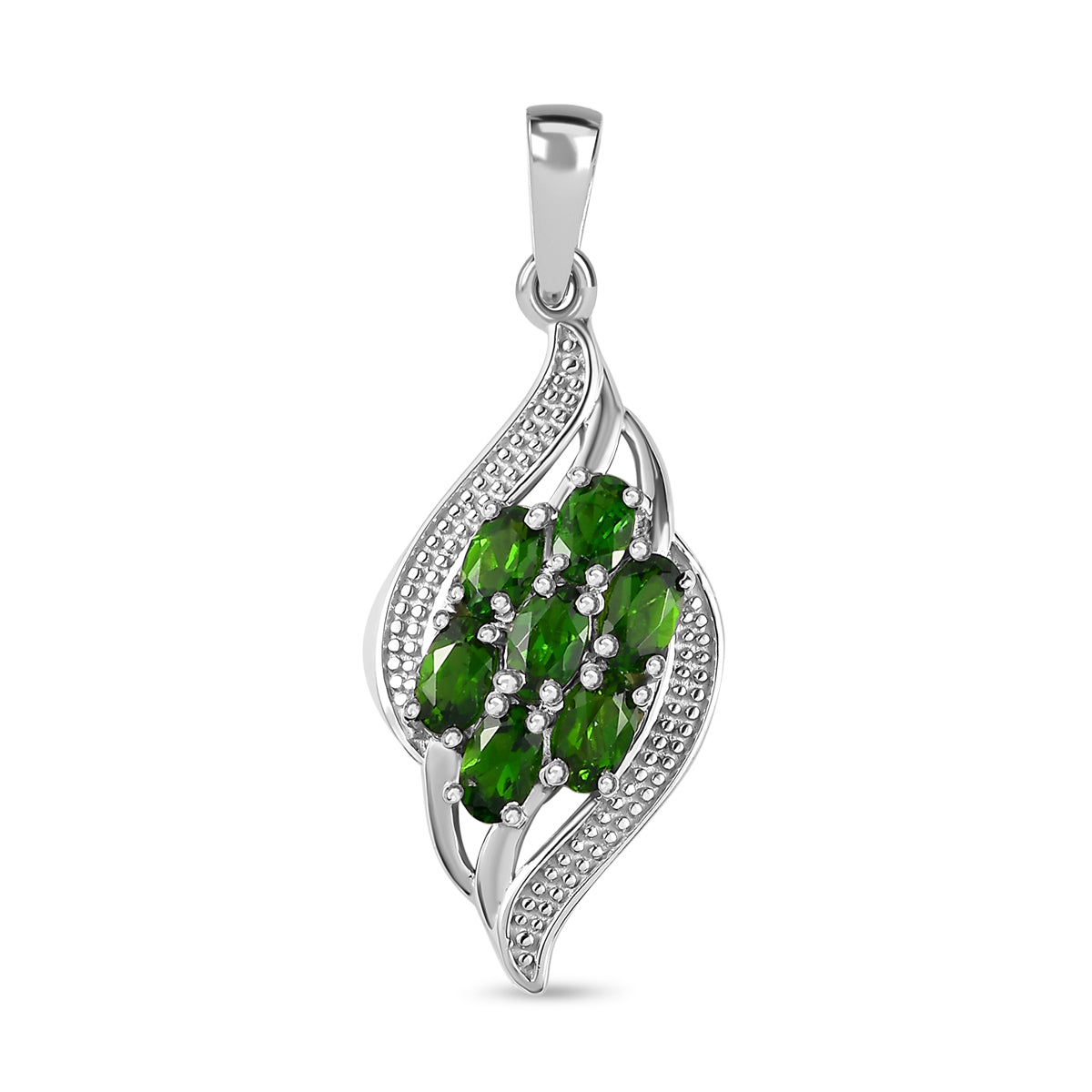 Natürlicher Chromdiopsid-Anhänger, 925 Silber platiniert ca. 1,65 ct