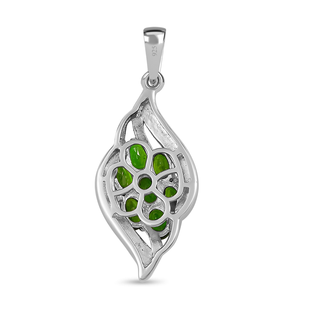 Natürlicher Chromdiopsid-Anhänger, 925 Silber platiniert ca. 1,65 ct