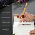 Mandalageprägtes Leder Notizbuch mit 96 Seiten & 1 Holzstift, braun