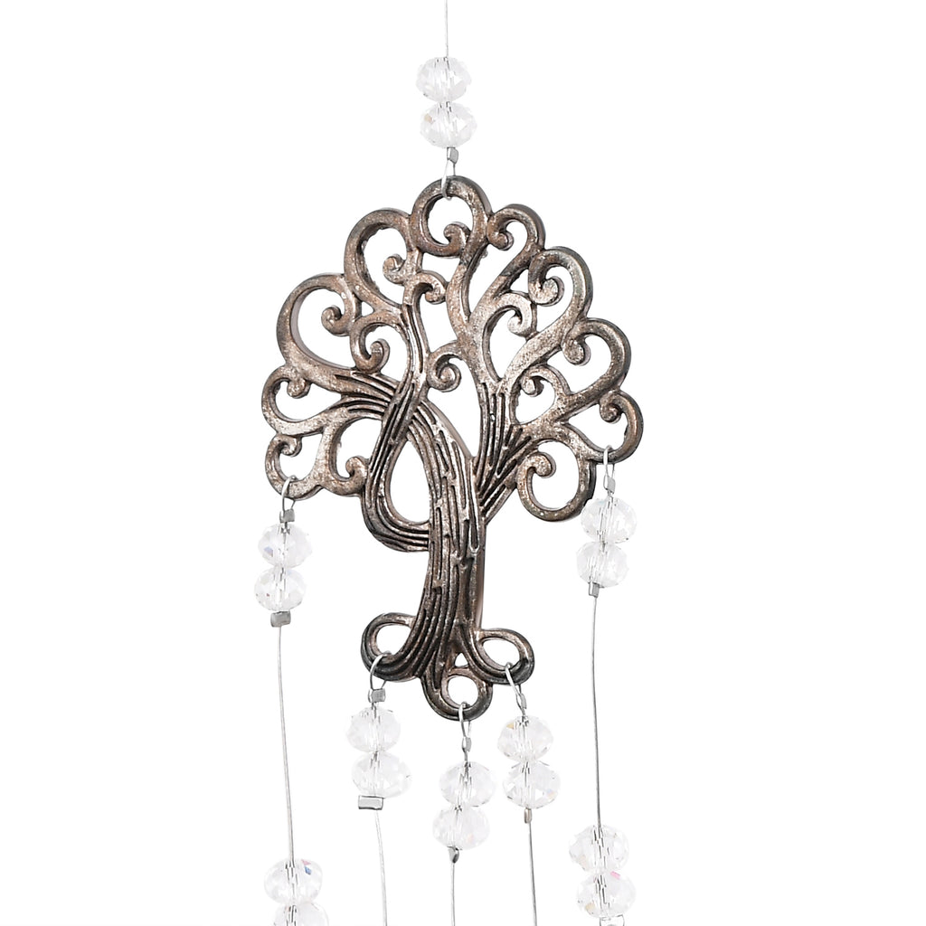 The 5th Season - Lebensbaum mit 7 Kristallkugeln, Sonnenfänger, 45x6,2cm, 7 Kugeln 2cm Durchmesser, Silber