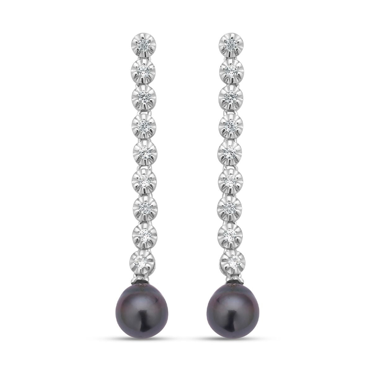 Tahiti Perle und weiße Zirkon-Ohrringe, 8-9mm, 925 Silber rhodiniert ca. 0.94 ct