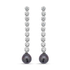 Tahiti Perle und weiße Zirkon-Ohrringe, 8-9mm, 925 Silber rhodiniert ca. 0.94 ct