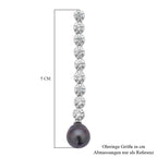 Tahiti Perle und weiße Zirkon-Ohrringe, 8-9mm, 925 Silber rhodiniert ca. 0.94 ct