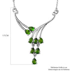 Natürliches Chromdiopsid Collier, ca. 45 cm, 925 Silber platiniert ca. 1.31 ct