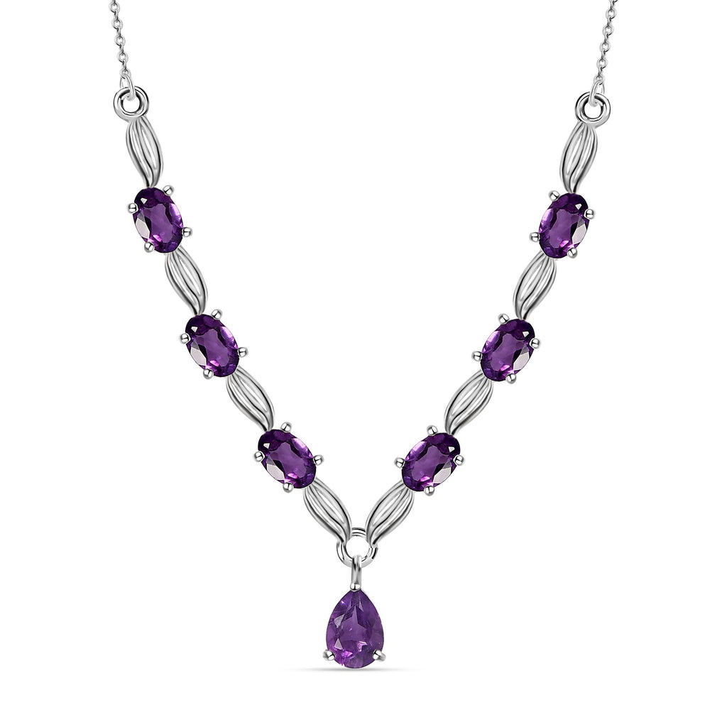 Afrikanische Amethyst Halskette, ca. 45 cm, 925 Silber ca. 3.00 ct