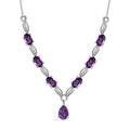 Afrikanische Amethyst Halskette, ca. 45 cm, 925 Silber ca. 3.00 ct