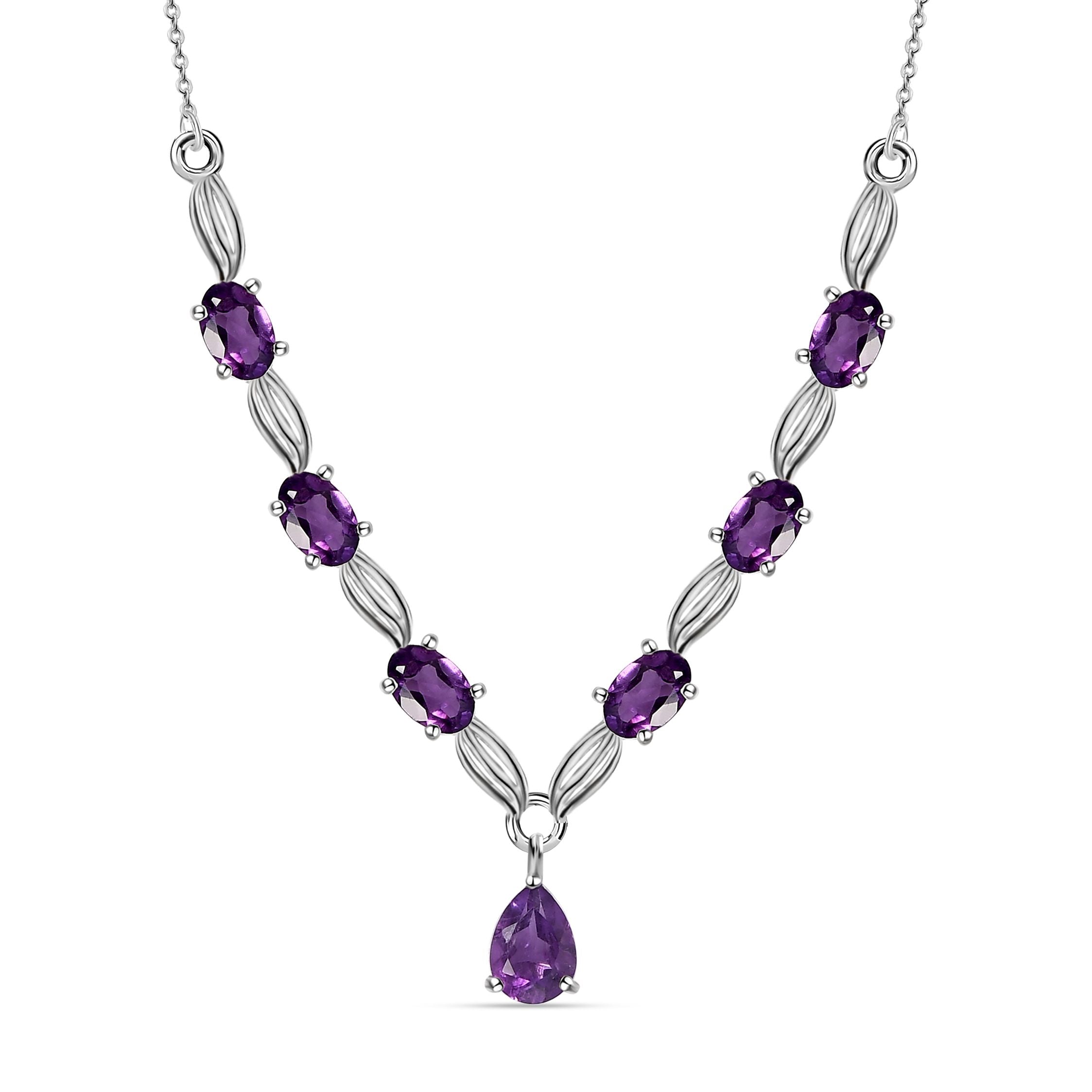 Afrikanische Amethyst Halskette, ca. 45 cm, 925 Silber ca. 3.00 ct