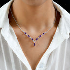 Afrikanische Amethyst Halskette, ca. 45 cm, 925 Silber ca. 3.00 ct