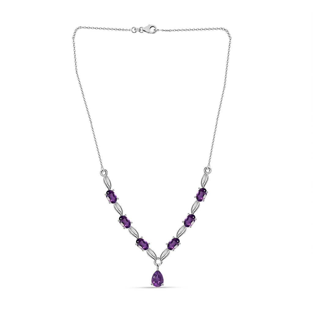 Afrikanische Amethyst Halskette, ca. 45 cm, 925 Silber ca. 3.00 ct
