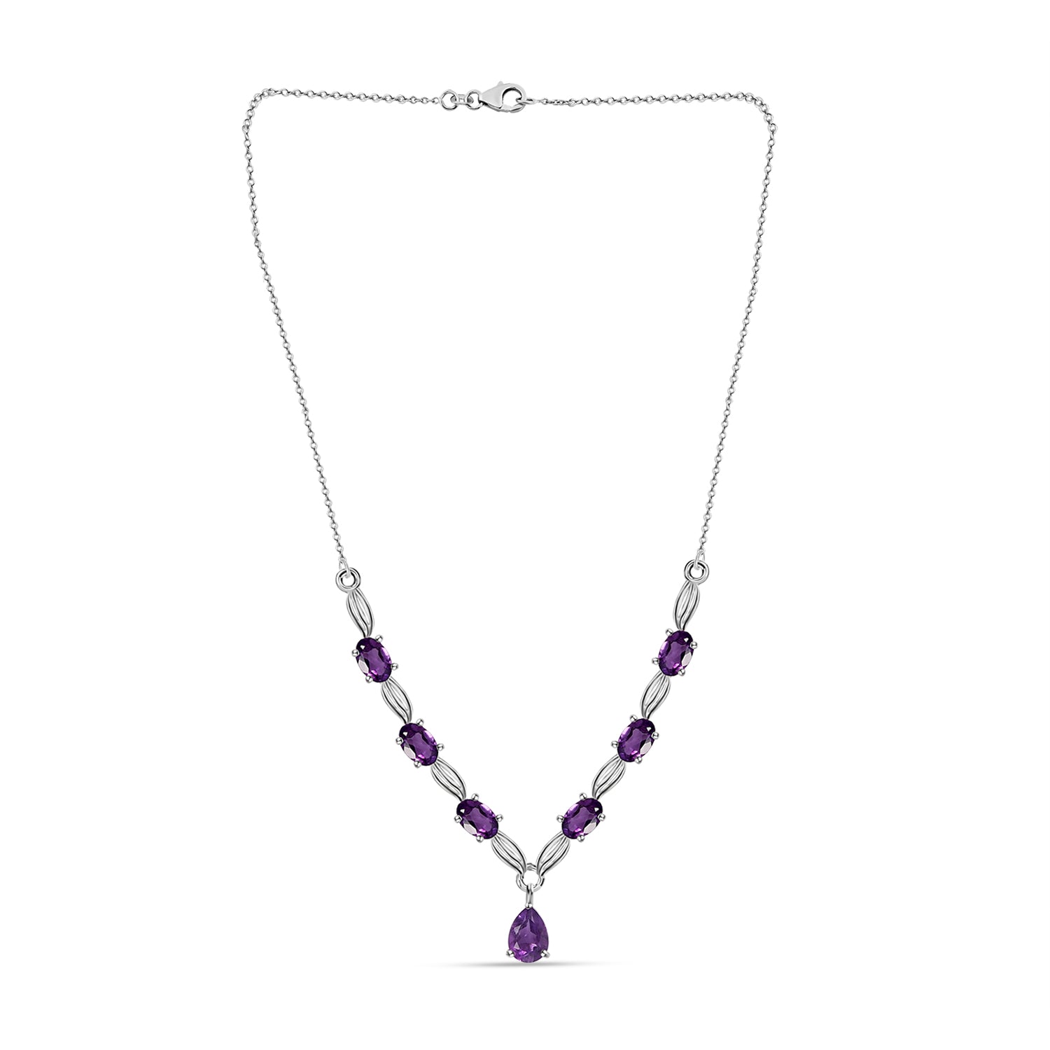 Afrikanische Amethyst Halskette, ca. 45 cm, 925 Silber ca. 3.00 ct