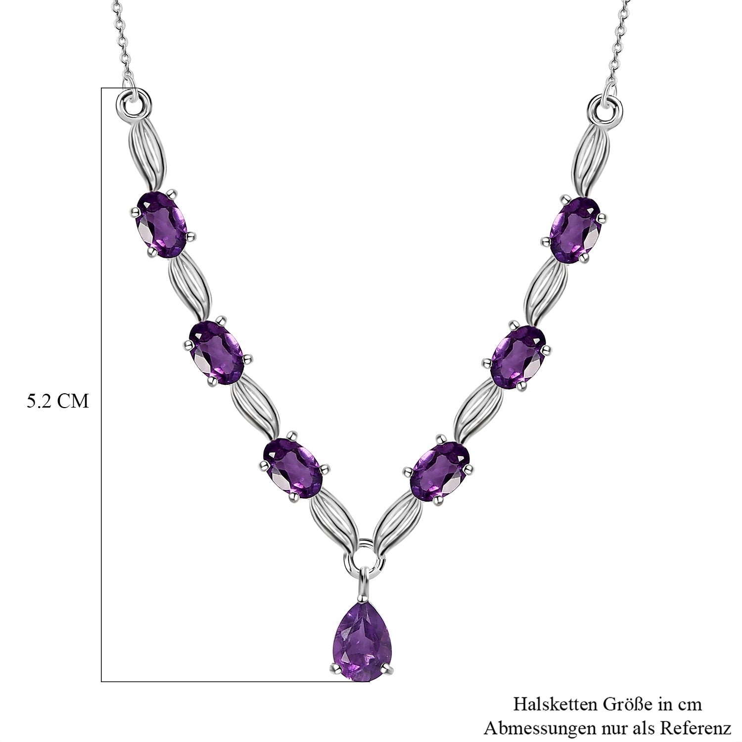 Afrikanische Amethyst Halskette, ca. 45 cm, 925 Silber ca. 3.00 ct