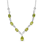Natürliche Peridot Halskette, ca. 45 cm, 925 Silber ca. 4,06 ct