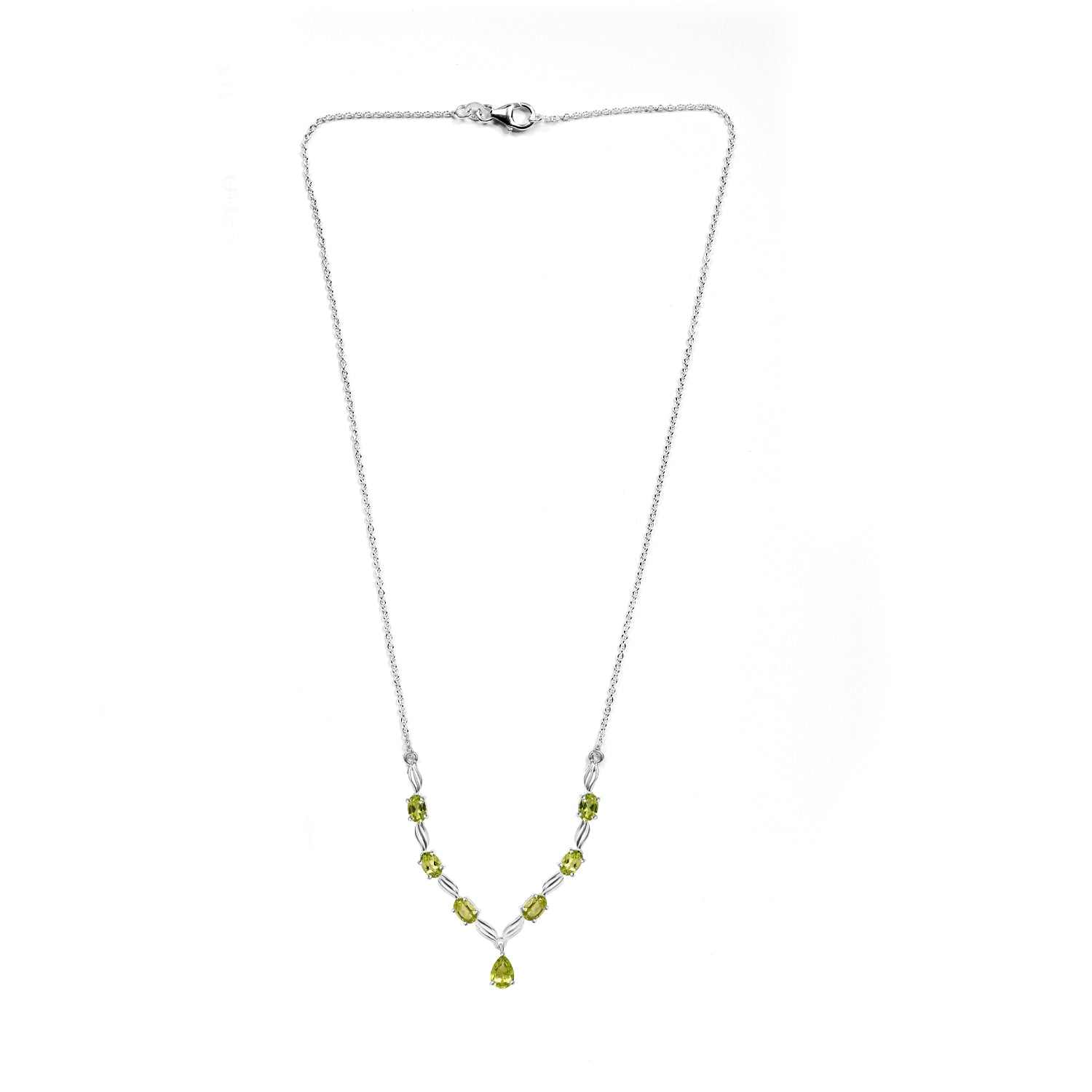 Natürliche Peridot Halskette, ca. 45 cm, 925 Silber ca. 4,06 ct