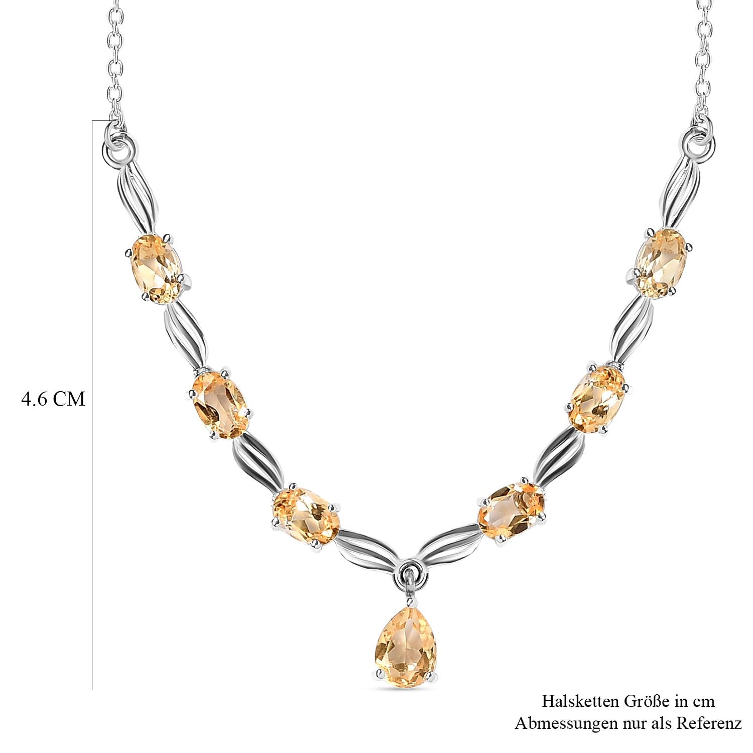 Citrin Halskette, ca. 45 cm, 925 Silber ca. 3.18 ct
