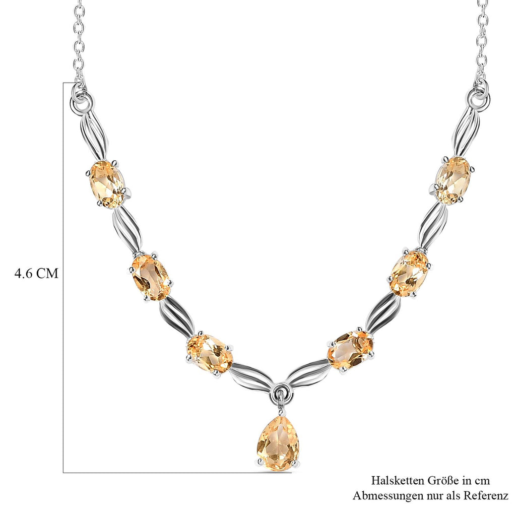 Citrin Halskette, ca. 45 cm, 925 Silber ca. 3.18 ct