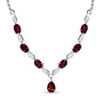 Rote Granat Halskette, ca. 45 cm, 925 Silber ca. 4,06 ct