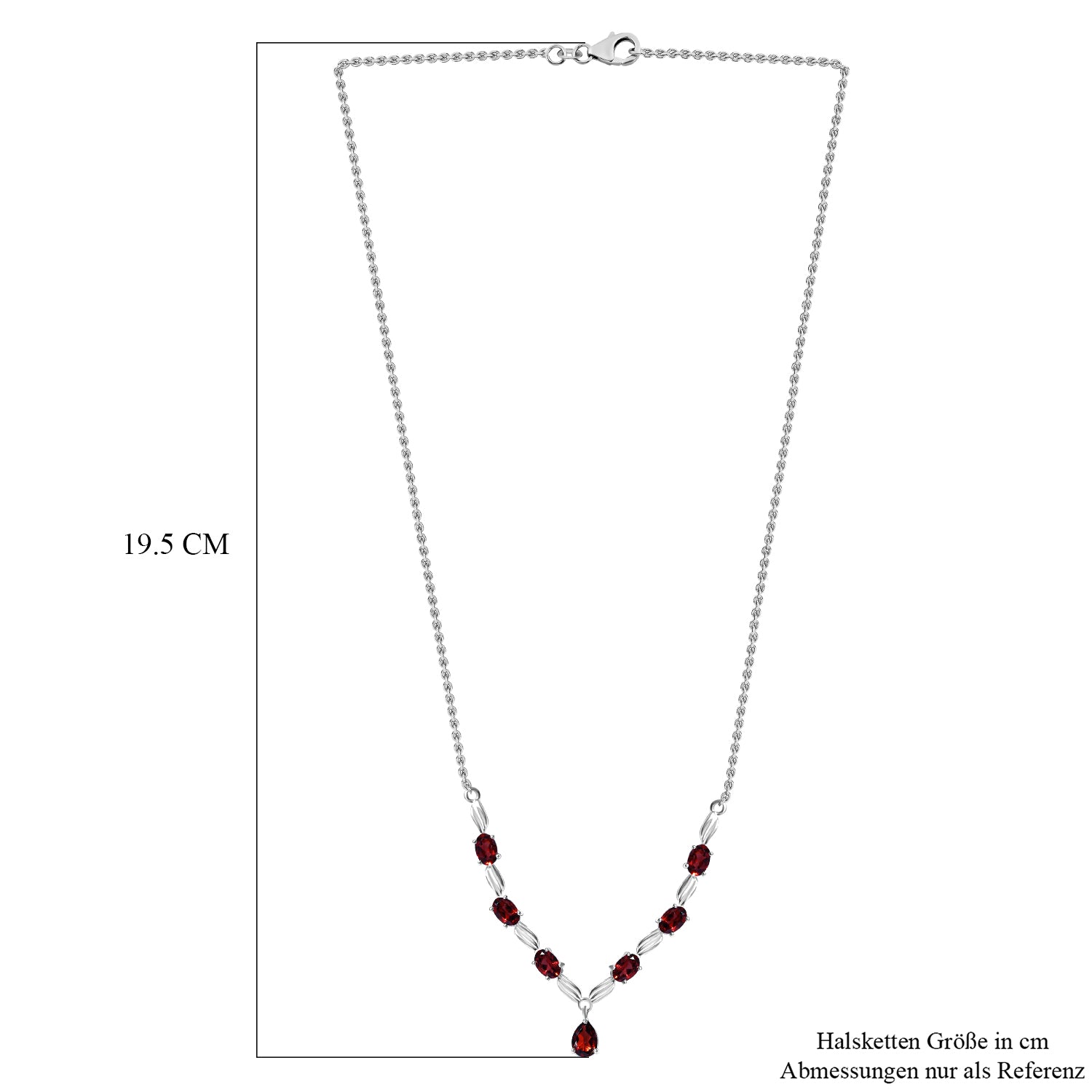 Rote Granat Halskette, ca. 45 cm, 925 Silber ca. 4,06 ct