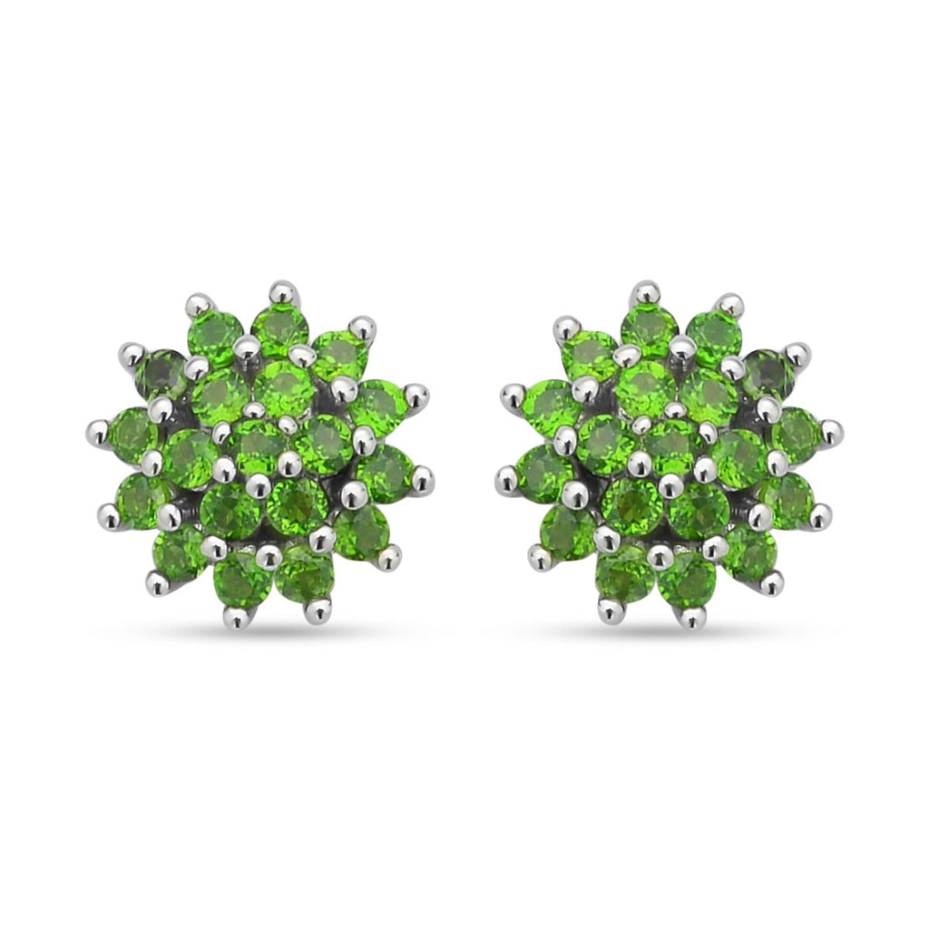 Natürliche Chromdiopsid-Ohrringe, 925 Silber rhodiniert ca. 1,03 ct