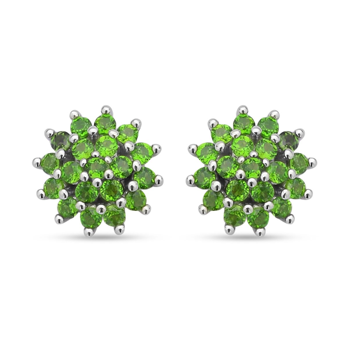 Natürliche Chromdiopsid-Ohrringe, 925 Silber rhodiniert ca. 1,03 ct