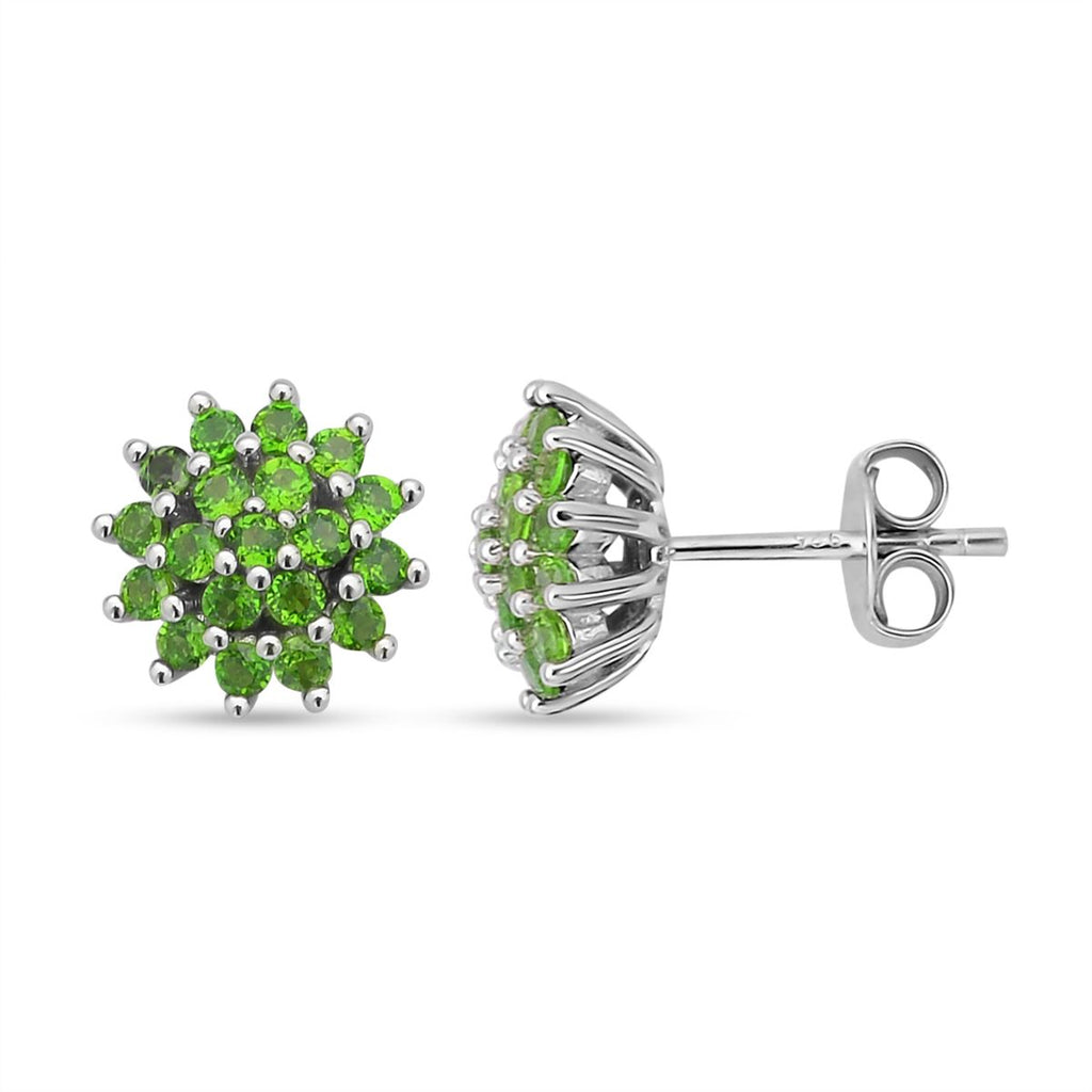 Natürliche Chromdiopsid-Ohrringe, 925 Silber rhodiniert ca. 1,03 ct