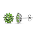 Natürliche Chromdiopsid-Ohrringe, 925 Silber rhodiniert ca. 1,03 ct