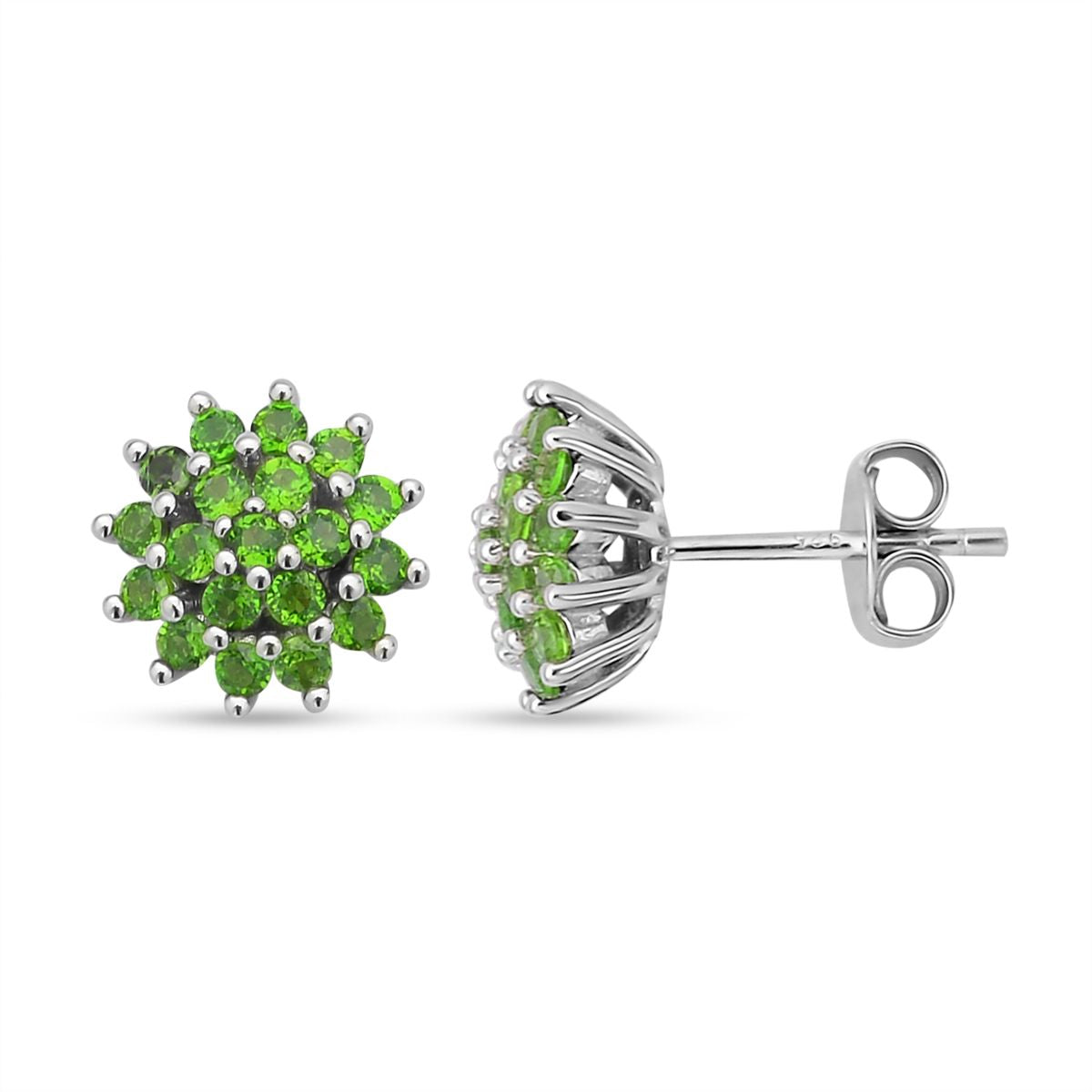 Natürliche Chromdiopsid-Ohrringe, 925 Silber rhodiniert ca. 1,03 ct