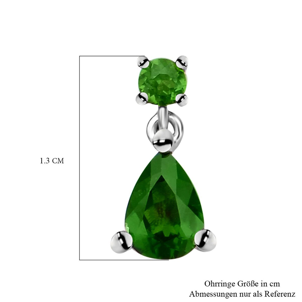 Natürliche Chromdiopsid-Ohrringe, 925 Silber rhodiniert ca. 1,79 ct