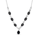Schwarze Spinell Halskette, ca. 45 cm, 925 Silber ca. 4,98 ct