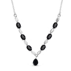 Schwarze Spinell Halskette, ca. 45 cm, 925 Silber ca. 4,98 ct