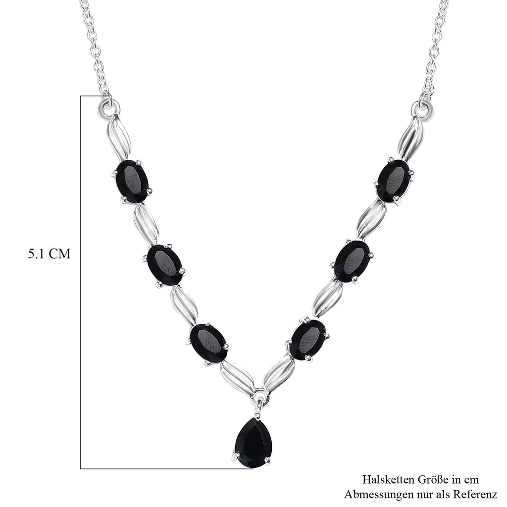 Schwarze Spinell Halskette, ca. 45 cm, 925 Silber ca. 4,98 ct
