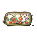 SUKRITI - RFID-geschütztes 100% Echtleder handgemaltes Crossbody-Tasche, 20x9 cm, oliv-gold
