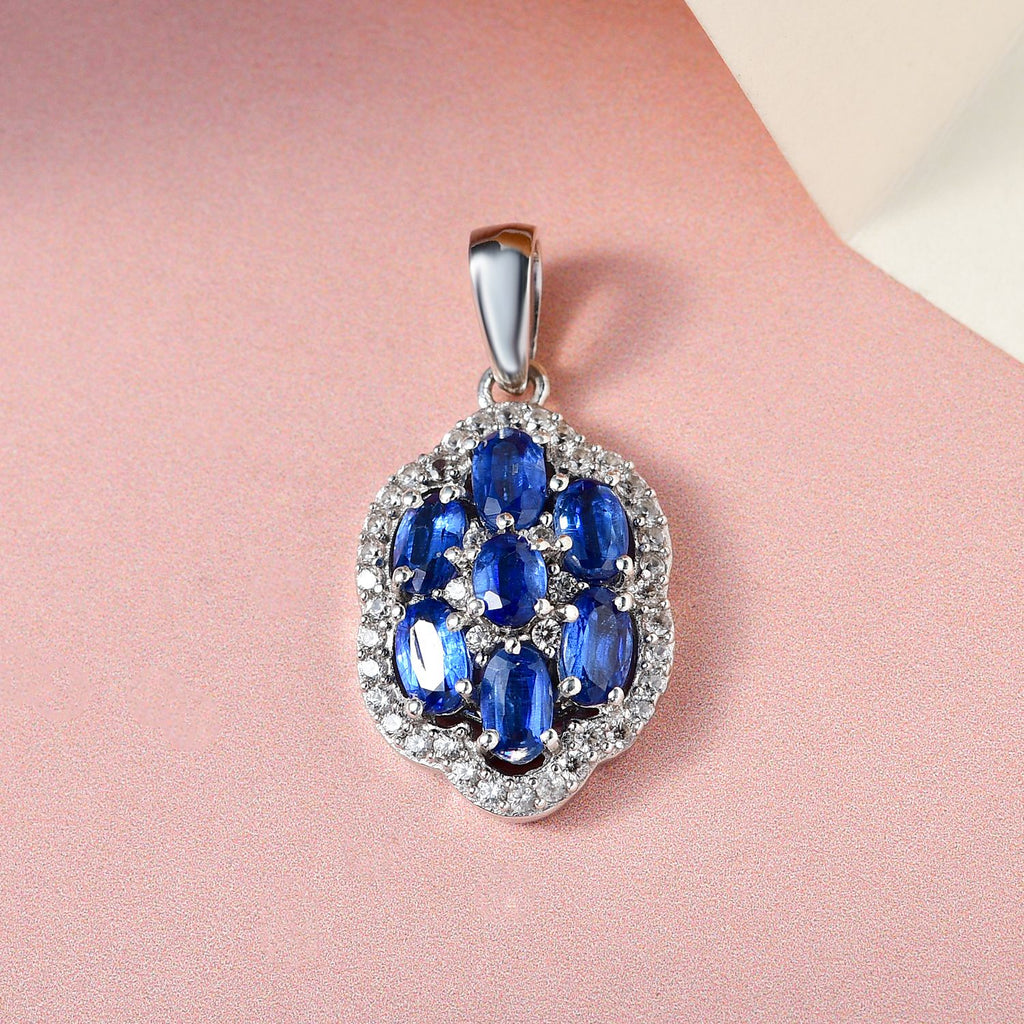 Kaschmir Kyanit-Anhänger, 925 Silber platiniert ca. 2,64 ct