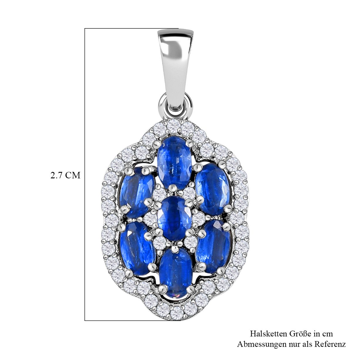 Kaschmir Kyanit-Anhänger, 925 Silber platiniert ca. 2,64 ct