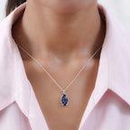 Kaschmir Kyanit und weißer Zirkon-Anhänger, 925 Silber platiniert ca. 2.19 ct