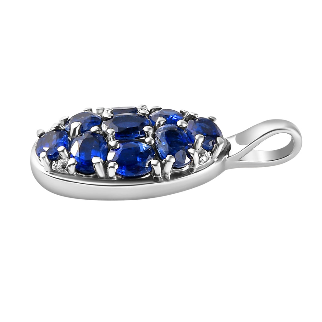 Kaschmir Kyanit und weißer Zirkon-Anhänger, 925 Silber platiniert ca. 2.19 ct