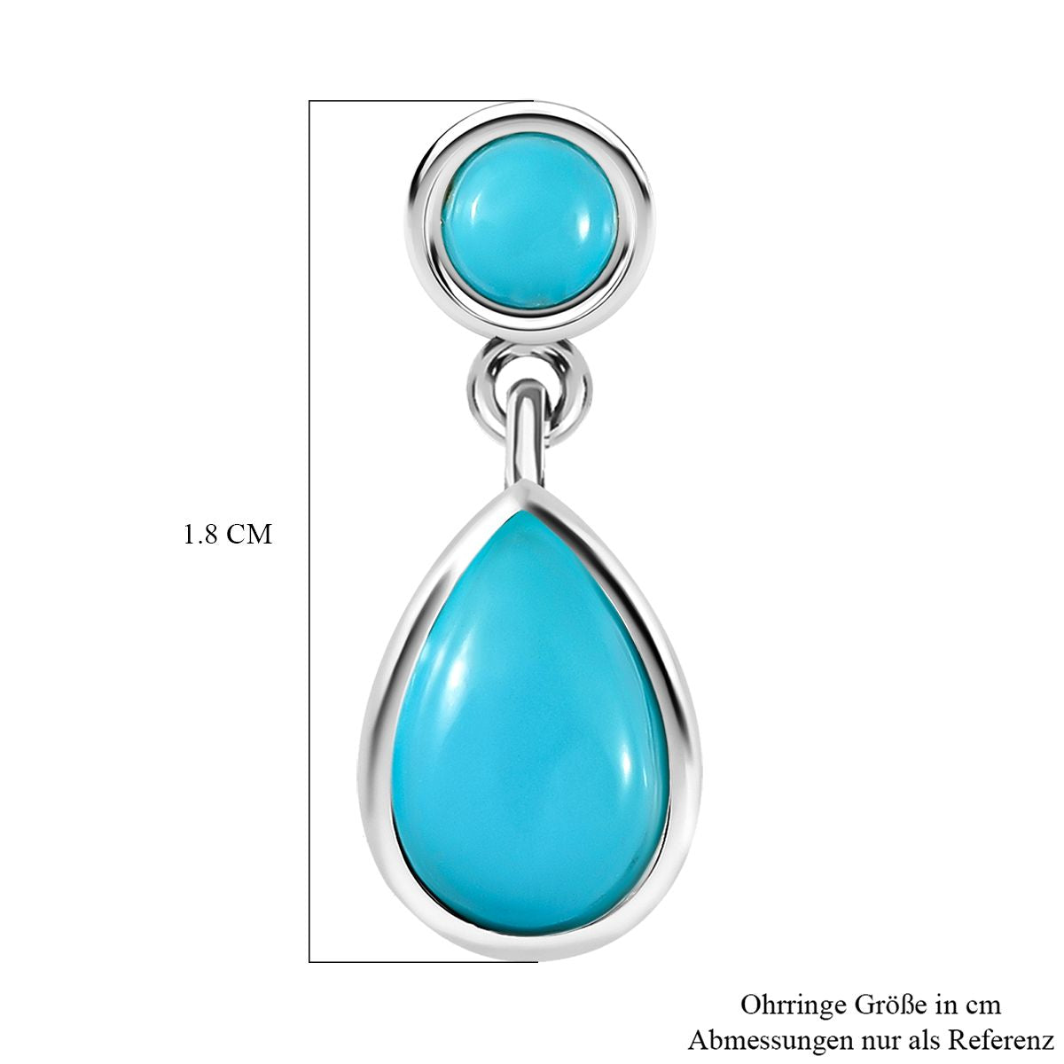 Amerikanischer, natürlicher Sleeping Beauty Türkis Ohrringe, 925 Silber platiniert ca. 3,02 ct