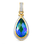 Pfau Triplette Quarz und weißer Zirkon-Anhänger, 925 Silber vergoldet ca. 7.83 ct