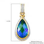 Pfau Triplette Quarz und weißer Zirkon-Anhänger, 925 Silber vergoldet ca. 7.83 ct