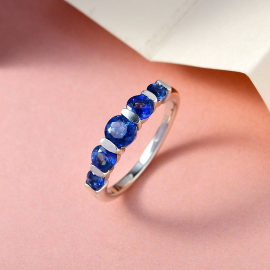 Kaschmir Kyanit Ring, 925 Silber platiniert (Größe 20.00) ca. 1.76 ct