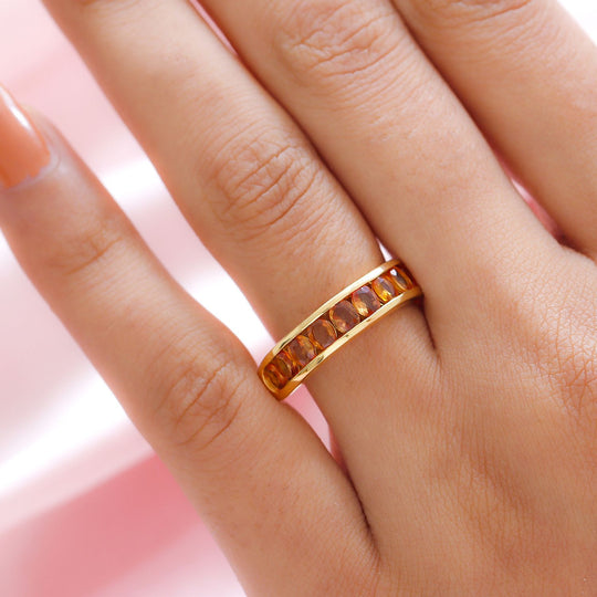 Orangener Saphir-Ring, 925 Silber vergoldet ca. 2,14 ct